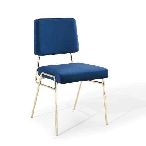 Craft Performance Velvet Dining Side Chair in Gold Navy