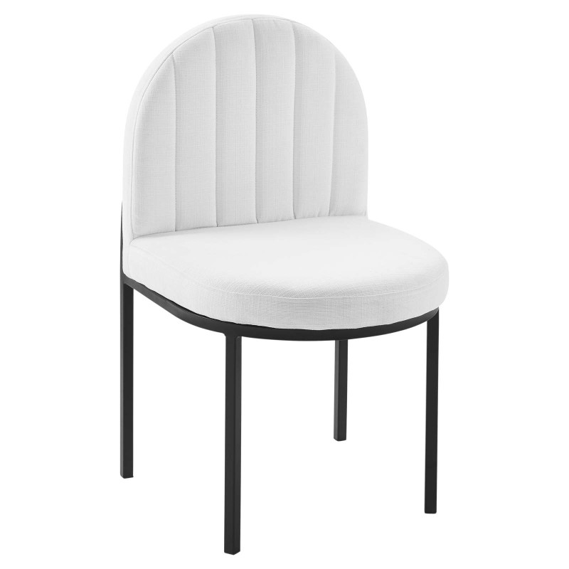 Isla Channel Tufted Upholstered Fabric Dining Side Chair in Black White