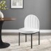 Isla Channel Tufted Upholstered Fabric Dining Side Chair in Black White