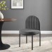 Isla Channel Tufted Upholstered Fabric Dining Side Chair in Black Charcoal