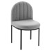 Isla Channel Tufted Upholstered Fabric Dining Side Chair in Black Light Gray