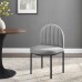 Isla Channel Tufted Upholstered Fabric Dining Side Chair in Black Light Gray