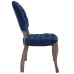 Exhibit French Vintage Dining Performance Velvet Side Chair in Navy