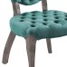 Exhibit French Vintage Dining Performance Velvet Side Chair in Teal