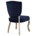 Array Vintage French Performance Velvet Dining Side Chair in Midnight Blue