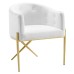 Savour Tufted Performance Velvet Accent Dining Armchair in White