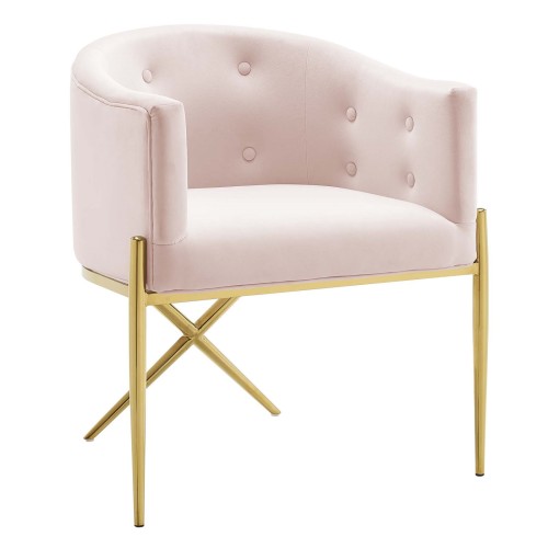 Savour Tufted Performance Velvet Accent Dining Armchair in Pink