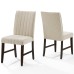 Motivate Channel Tufted Upholstered Fabric Dining Chair Set of 2 in Beige