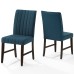 Motivate Channel Tufted Upholstered Fabric Dining Chair Set of 2 in Blue