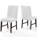 Motivate Channel Tufted Upholstered Fabric Dining Chair Set of 2 in White