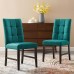 Promulgate Biscuit Tufted Upholstered Fabric Dining Chair Set of 2 in Teal