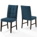 Promulgate Biscuit Tufted Upholstered Fabric Dining Chair Set of 2 in Blue