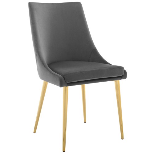 Viscount Modern Accent Performance Velvet Dining Chair in Gray