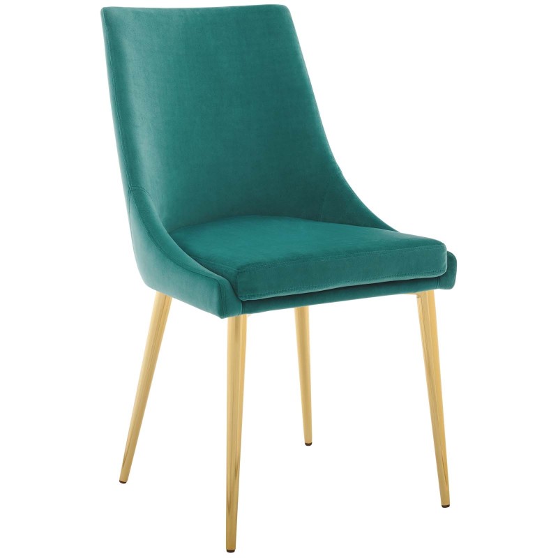 Viscount Modern Accent Performance Velvet Dining Chair in Teal