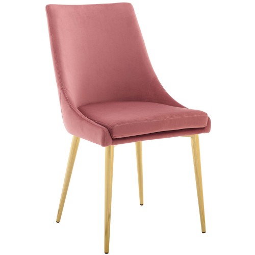 Viscount Modern Accent Performance Velvet Dining Chair in Dusty Rose