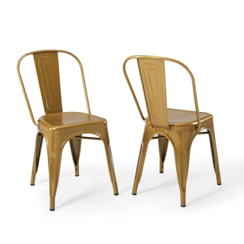 Promenade Bistro Dining Side Chair Set of 2 in Gold