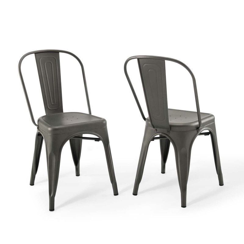 Promenade Bistro Dining Side Chair Set of 2 in Gunmetal