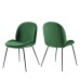 Scoop Black Powder Coated Steel Leg Performance Velvet Dining Chairs - Set of 2 in Emerald