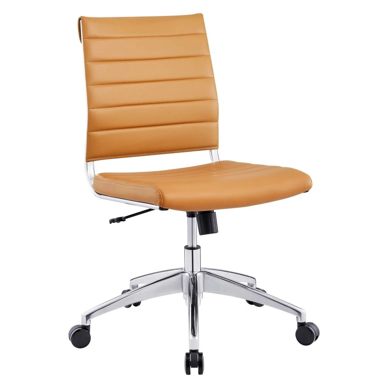 Armless Mid Back Office Chair in Tan