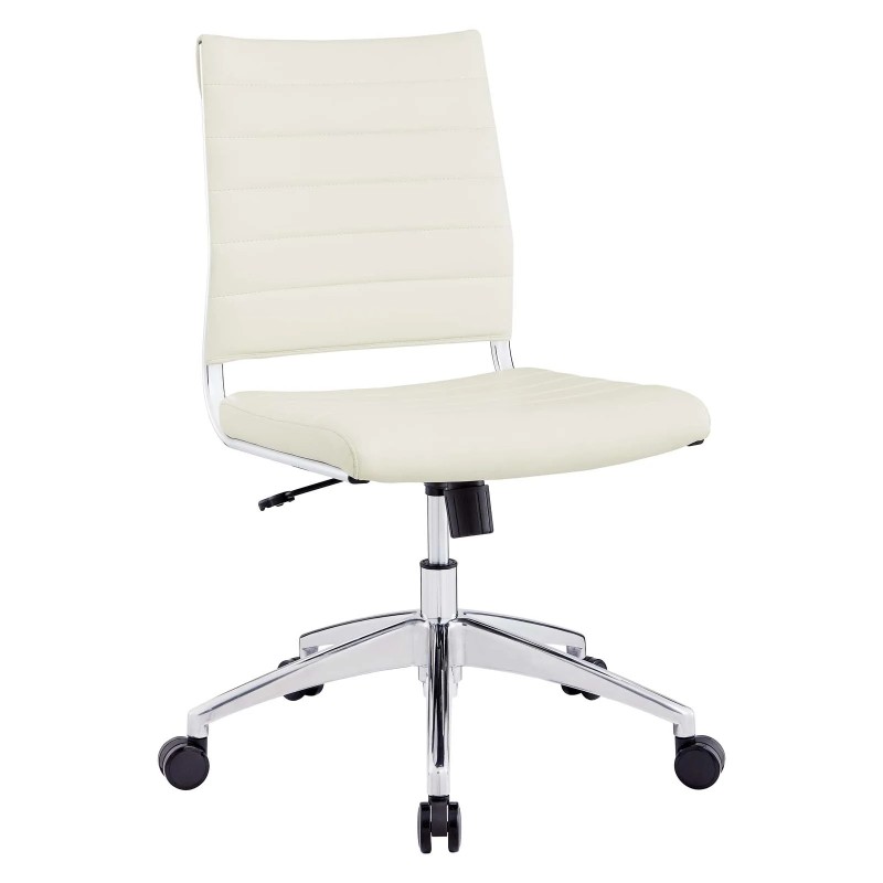 Armless Mid Back Office Chair in White