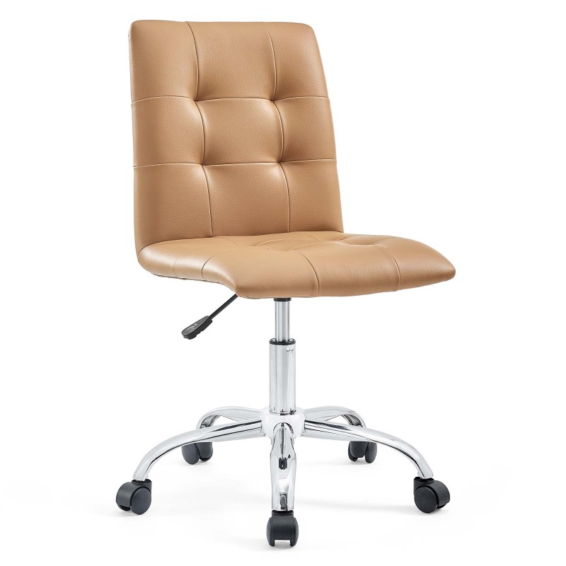 Armless Mid Back Office Chair in Tan