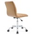 Armless Mid Back Vinyl Office Chair in Tan