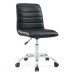 Armless Mid Back Vinyl Office Chair in Black