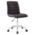 Armless Mid Back Vinyl Office Chair in Brown