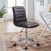 Armless Mid Back Vinyl Office Chair in Brown