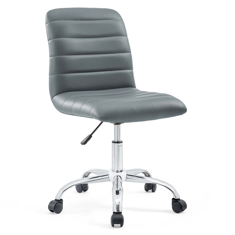 Armless Mid Back Vinyl Office Chair in Gray