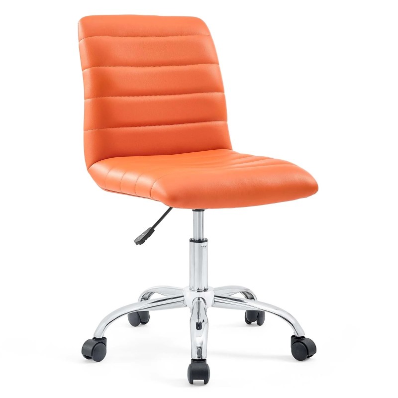 Armless Mid Back Vinyl Office Chair in Orange