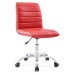 Armless Mid Back Vinyl Office Chair in Red