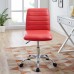 Armless Mid Back Vinyl Office Chair in Red