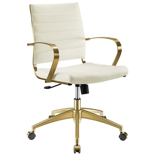 Gold Stainless Steel Midback Office Chair in Gold White