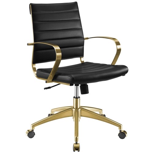 Gold Stainless Steel Midback Office Chair in Gold Black