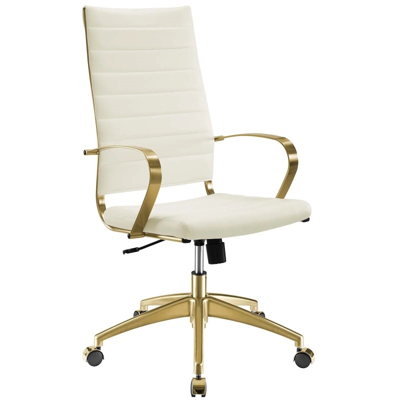 Gold Stainless Steel Highback Office Chair in Gold White