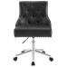 Regent Tufted Button Swivel Faux Leather Office Chair in Black