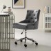 Regent Tufted Button Swivel Faux Leather Office Chair in Gray