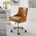 Regent Tufted Button Swivel Faux Leather Office Chair in Tan