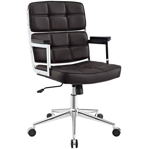 Highback Upholstered Vinyl Office Chair in Brown