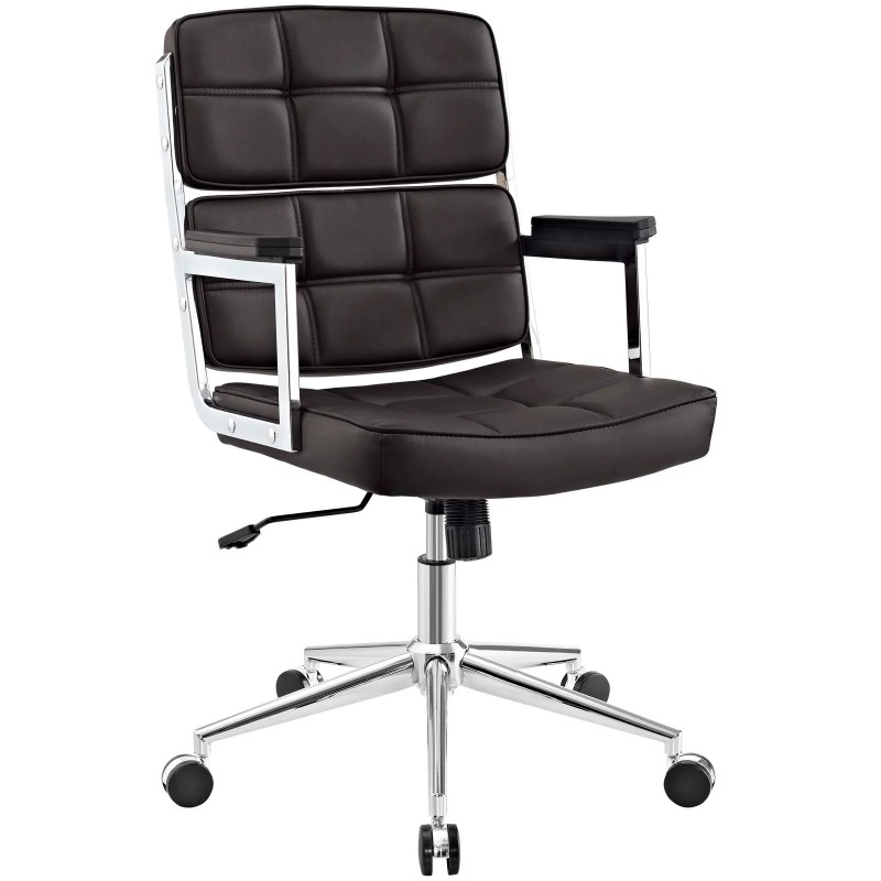 Highback Upholstered Vinyl Office Chair in Brown