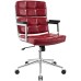 Highback Upholstered Vinyl Office Chair in Red