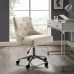 Tufted Button Swivel Upholstered Fabric Office Chair in Beige