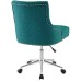 Tufted Button Swivel Upholstered Fabric Office Chair in Teal