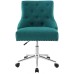 Tufted Button Swivel Upholstered Fabric Office Chair in Teal