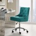 Tufted Button Swivel Upholstered Fabric Office Chair in Teal