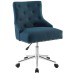 Tufted Button Swivel Upholstered Fabric Office Chair in Azure