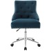 Tufted Button Swivel Upholstered Fabric Office Chair in Azure