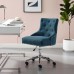 Tufted Button Swivel Upholstered Fabric Office Chair in Azure