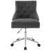 Tufted Button Swivel Upholstered Fabric Office Chair in Gray